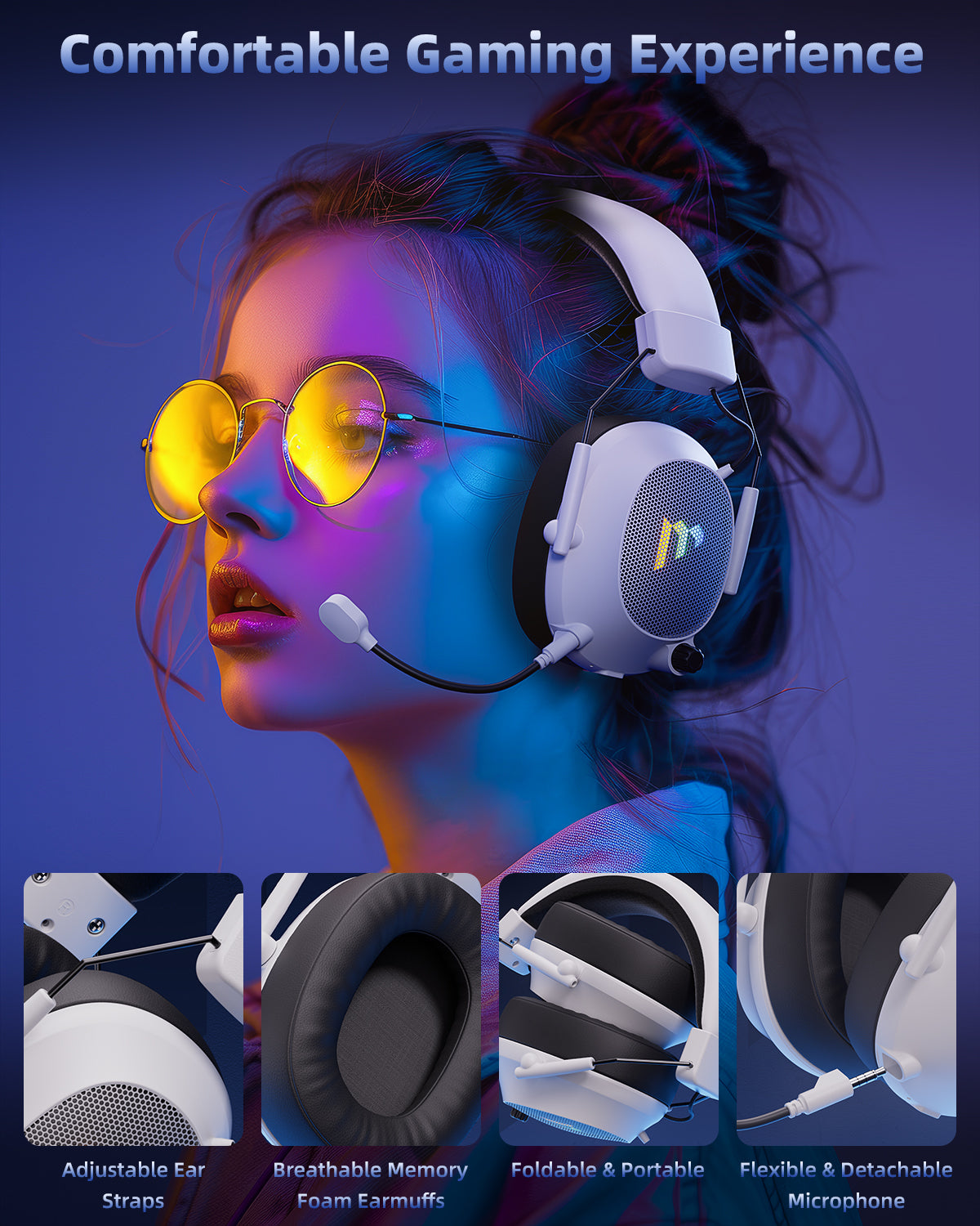 Mytrix Tac Master 2.4GHz Wireless Gaming Headset with Noise Canceling Microphone for PC, PS4, PS5, Mac, Bluetooth 5.3 Gaming Headphones with RGB Light, Surround Sound, 48H Battery (Black) Mytrix Tac Master 2.4GHz Wireless Gaming Headset with Noise Canceling Microphone for PC, PS4, PS5, Mac, Bluetooth 5.3 Gaming Headphones with RGB Light, Surround Sound, 48H Battery (Black)